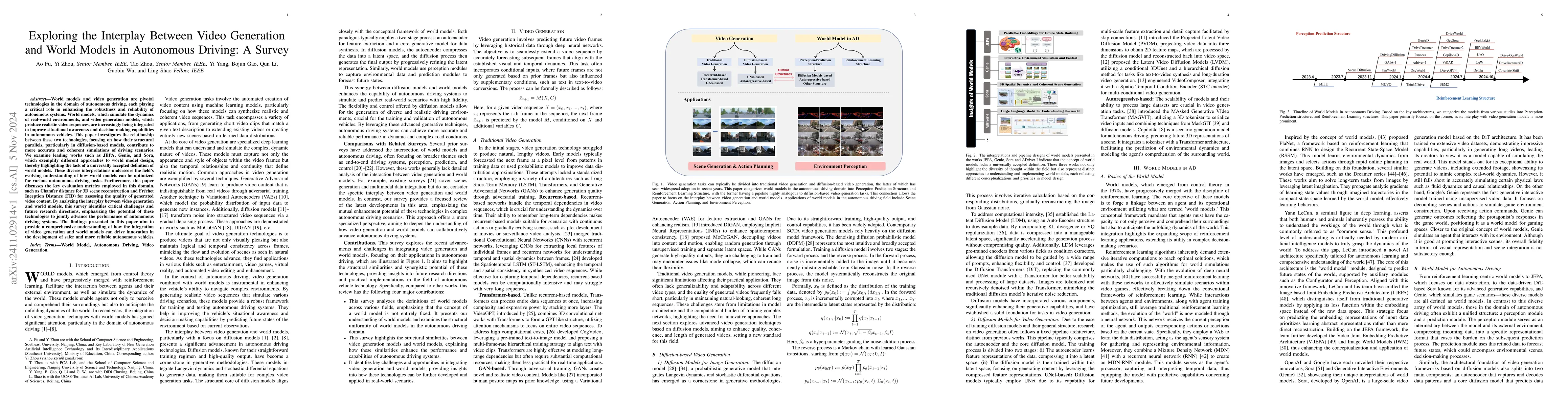 Thumbnail for Exploring the Interplay Between Video Generation and World Models in
  Autonomous Driving: A Survey