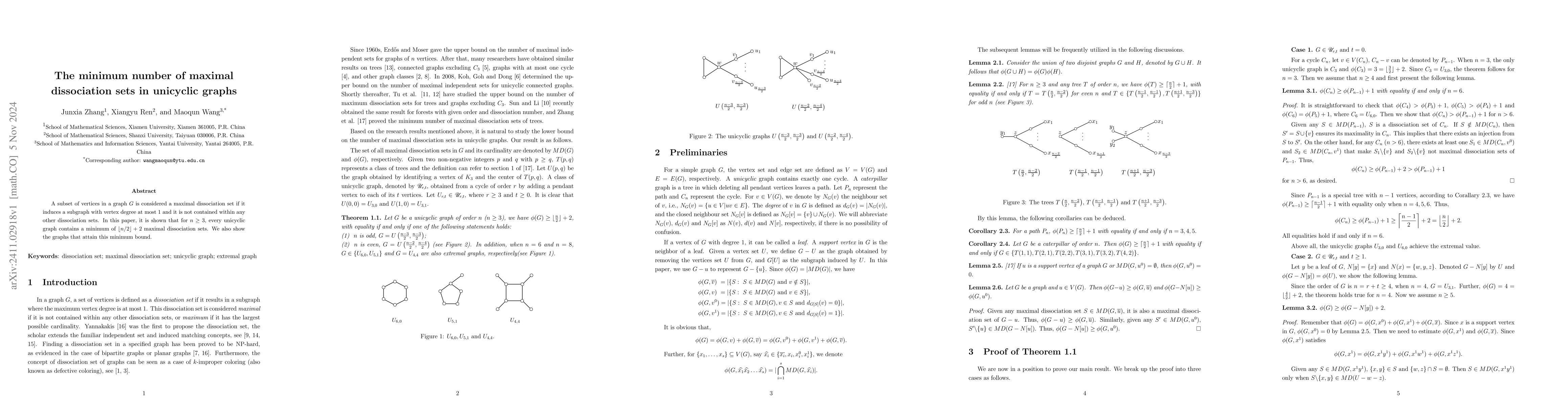 Thumbnail for The minimum number of maximal dissociation sets in unicyclic graphs