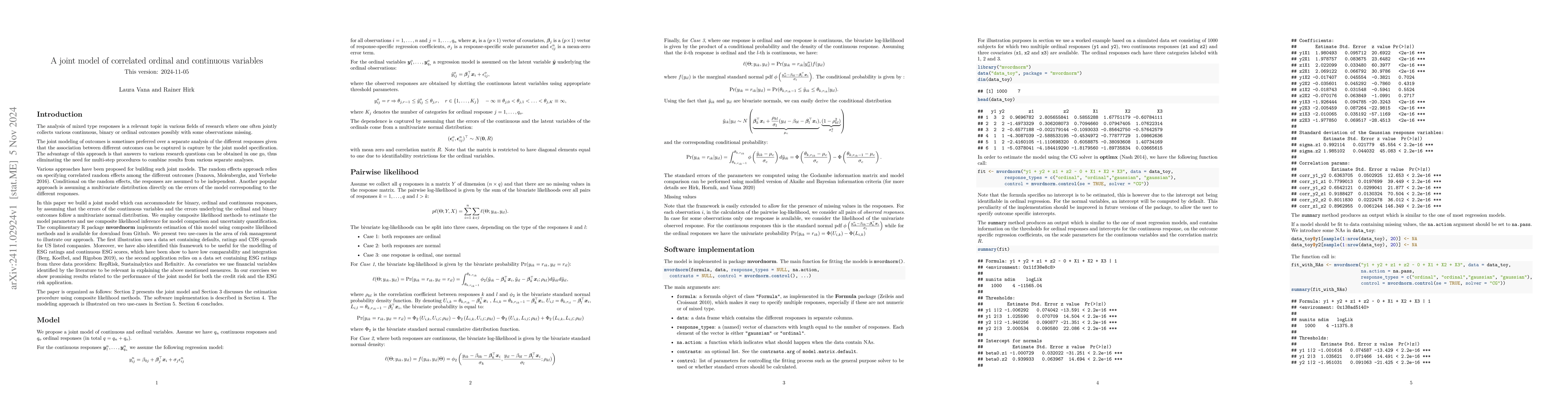 Thumbnail for A joint model of correlated ordinal and continuous variables