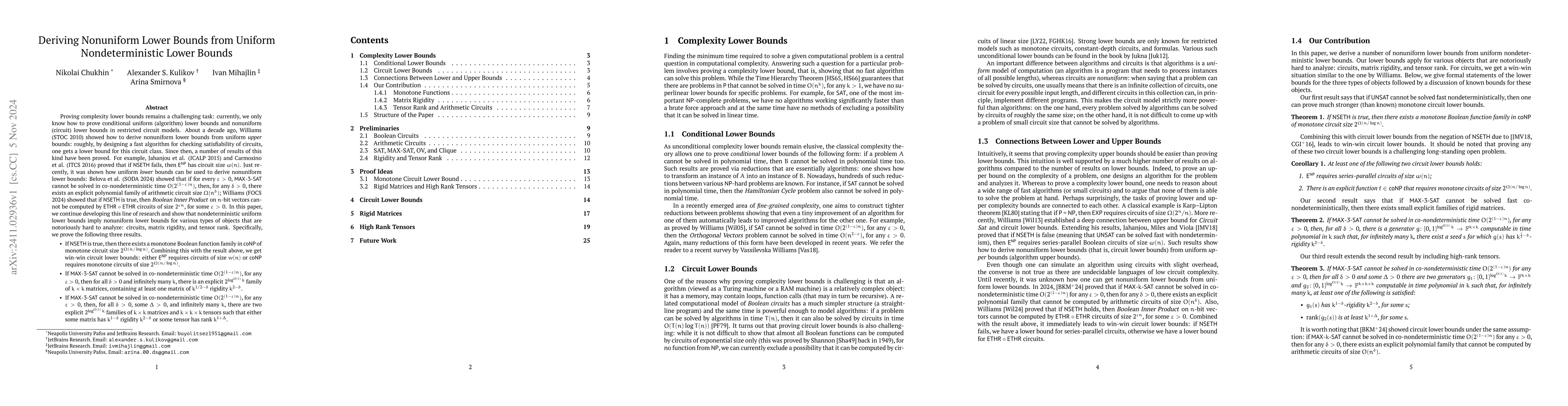 Thumbnail for Deriving Nonuniform Lower Bounds from Uniform Nondeterministic Lower
  Bounds