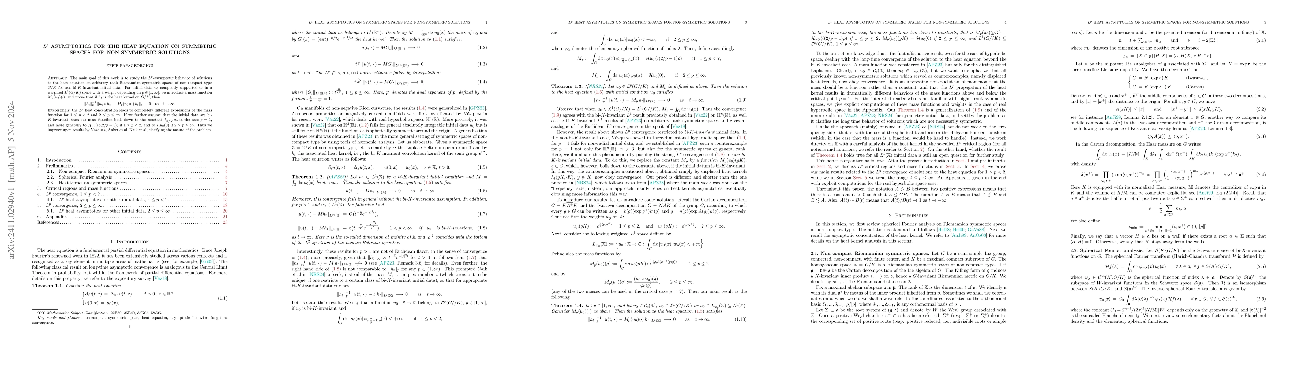 Thumbnail for $L^p$ asymptotics for the heat equation on symmetric spaces for
  non-symmetric solutions