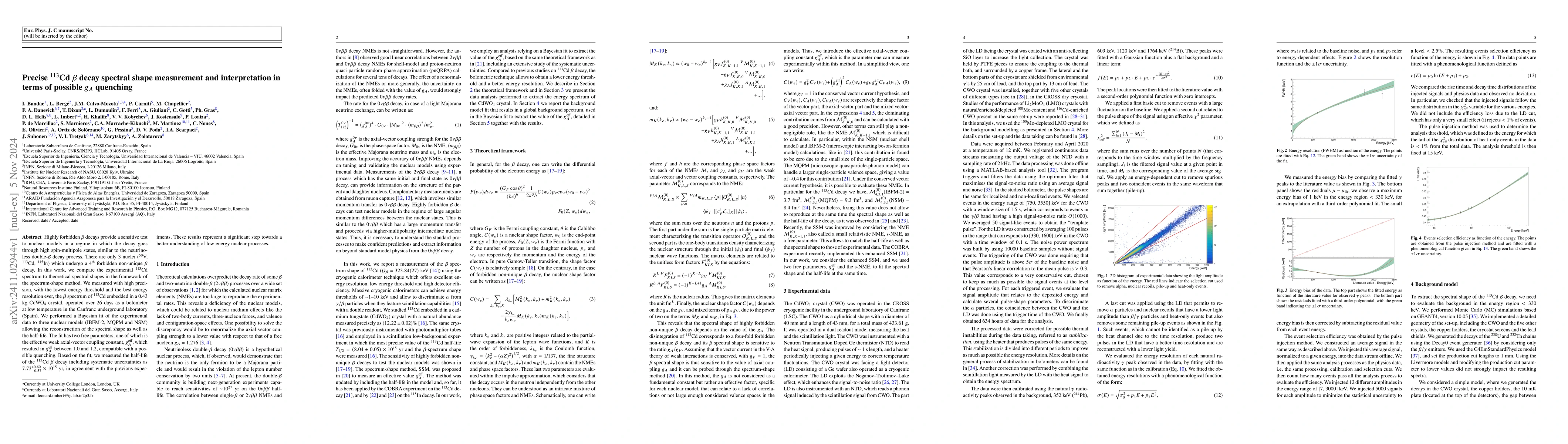 Thumbnail for Precise $^{113}$Cd $β$ decay spectral shape measurement and
  interpretation in terms of possible $g_A$ quenching