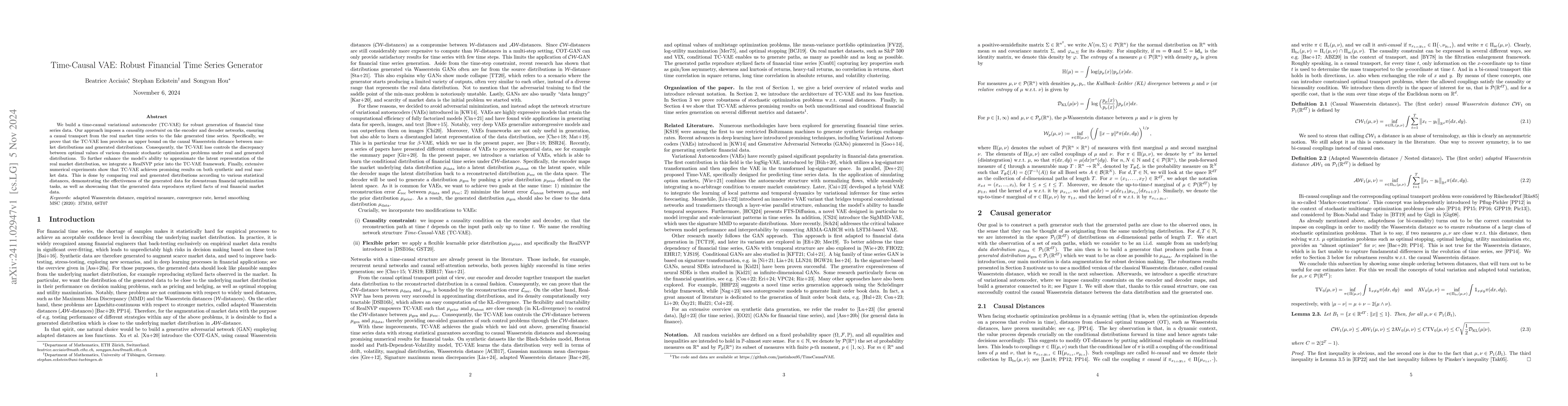 Thumbnail for Time-Causal VAE: Robust Financial Time Series Generator