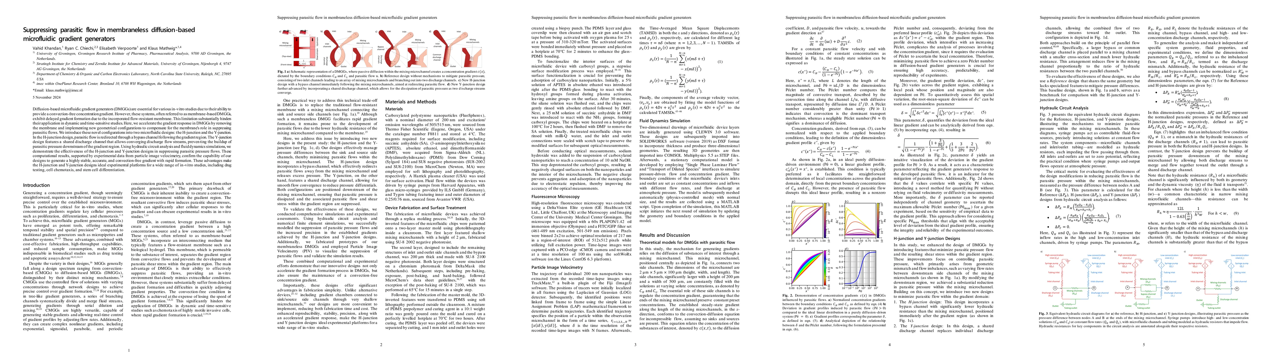 Thumbnail for Suppressing parasitic flow in membraneless diffusion-based microfluidic
  gradient generators