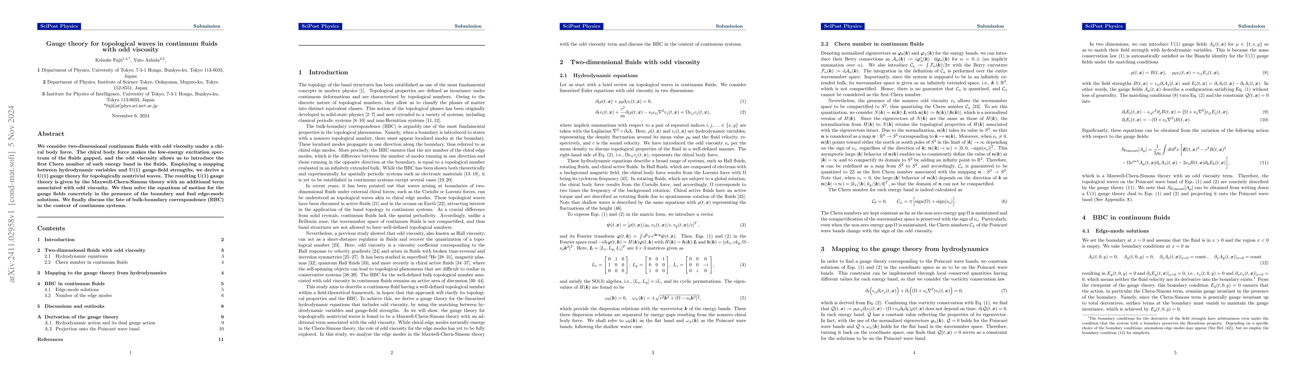 Thumbnail for Gauge theory for topological waves in continuum fluids with odd
  viscosity
