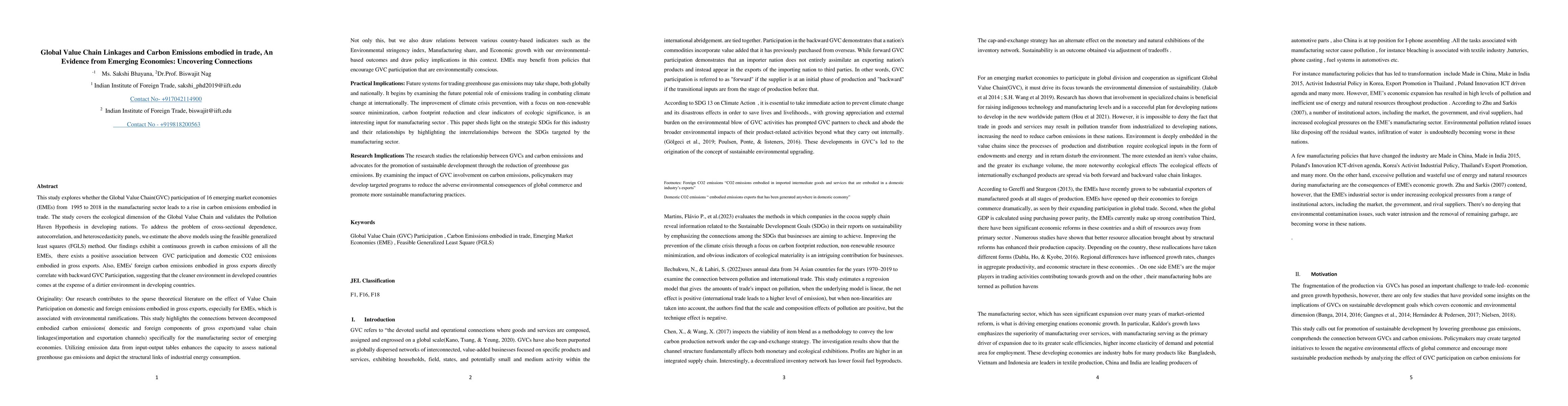 Thumbnail for Global Value Chain Linkages and Carbon Emissions embodied in trade, An
  Evidence from Emerging Economies: Uncovering Connections