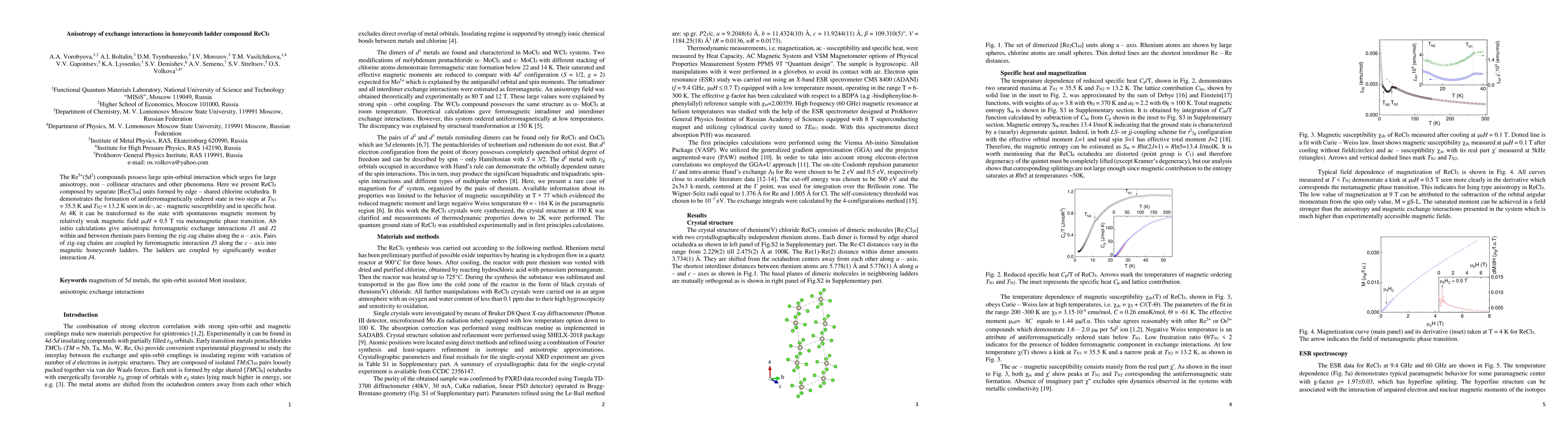 Thumbnail for Anisotropy of exchange interactions in honeycomb ladder compound ReCl5