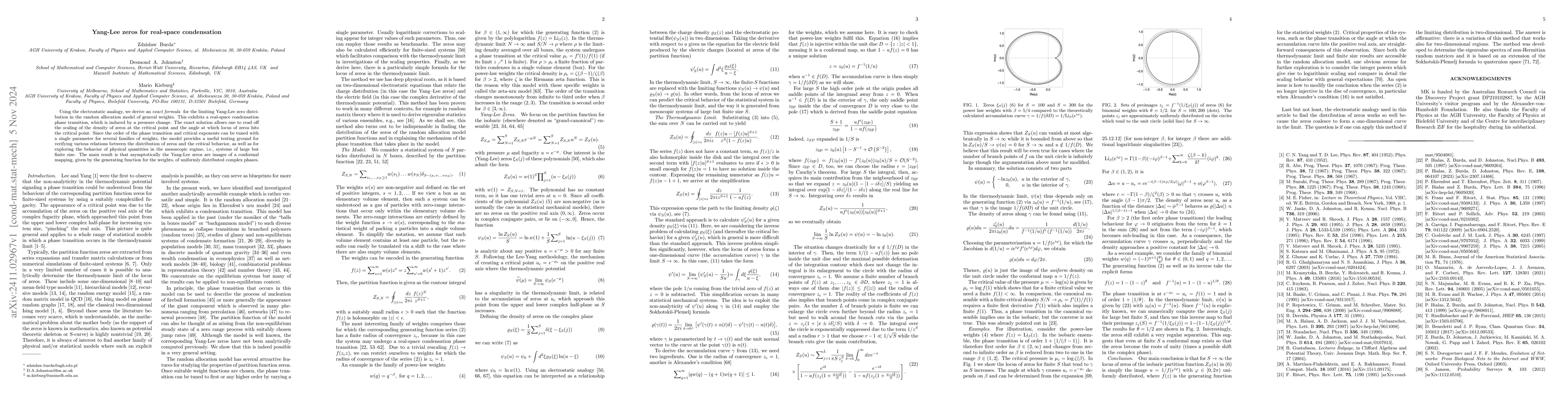 Thumbnail for Yang-Lee zeros for real-space condensation
