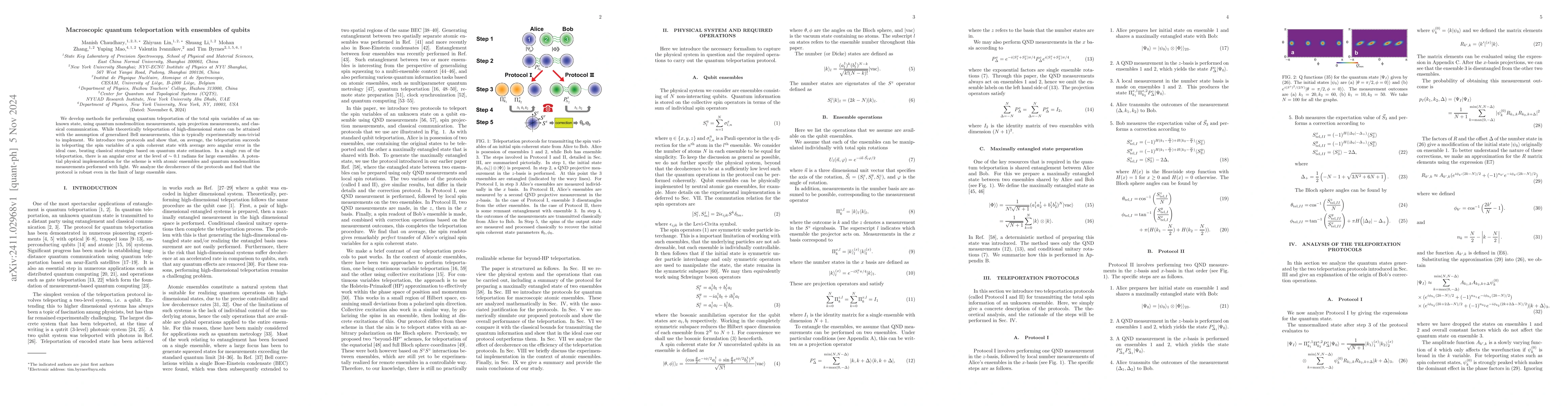 Thumbnail for Macroscopic quantum teleportation with ensembles of qubits