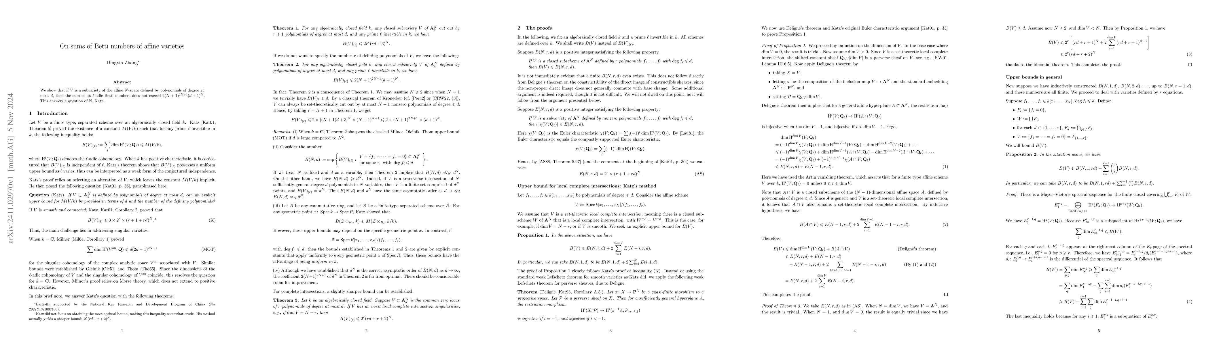 Thumbnail for On sums of Betti numbers of affine varieties