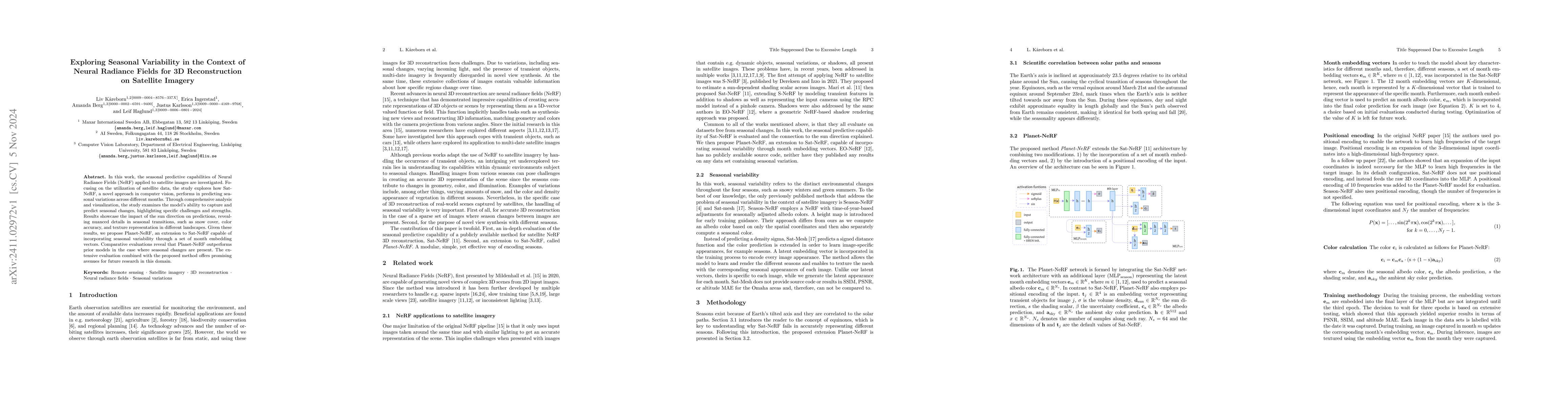 Thumbnail for Exploring Seasonal Variability in the Context of Neural Radiance Fields
  for 3D Reconstruction on Satellite Imagery