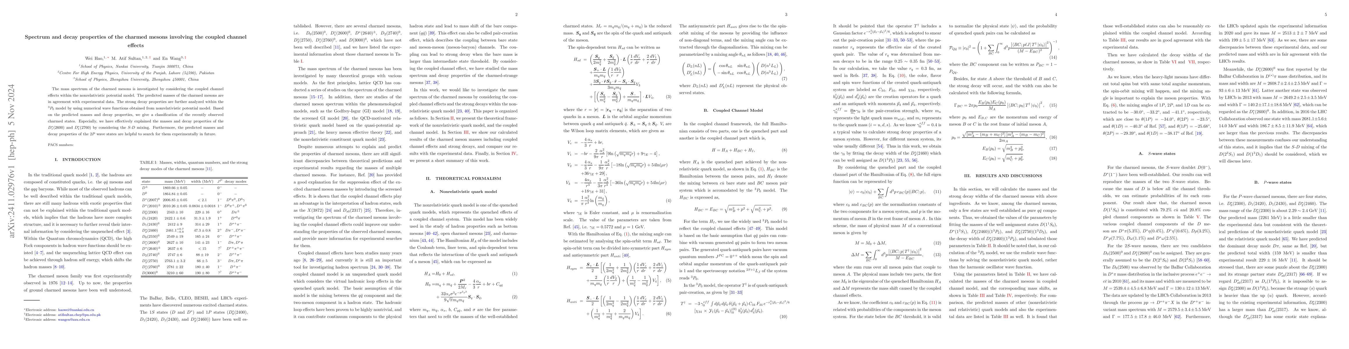 Thumbnail for Spectrum and decay properties of the charmed mesons involving the
  coupled channel effects