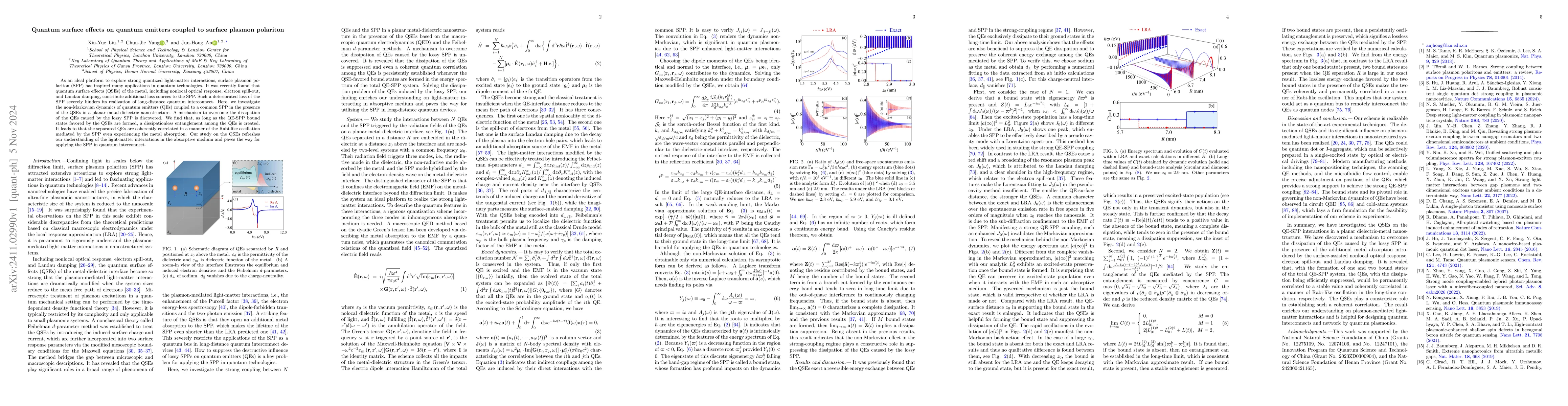 Thumbnail for Quantum surface effects on quantum emitters coupled to surface plasmon
  polariton