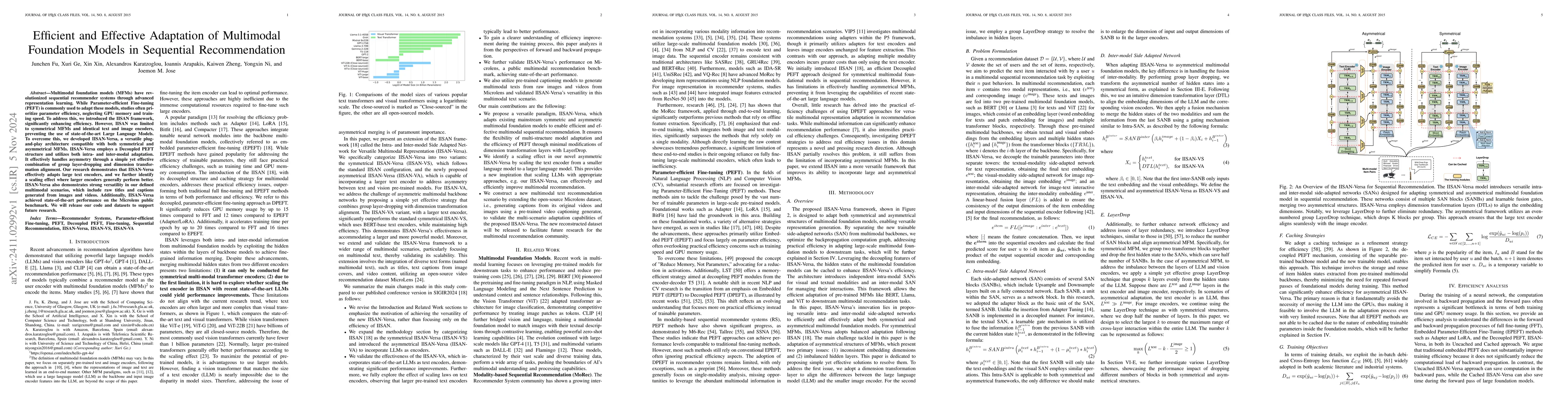 Thumbnail for Efficient and Effective Adaptation of Multimodal Foundation Models in
  Sequential Recommendation