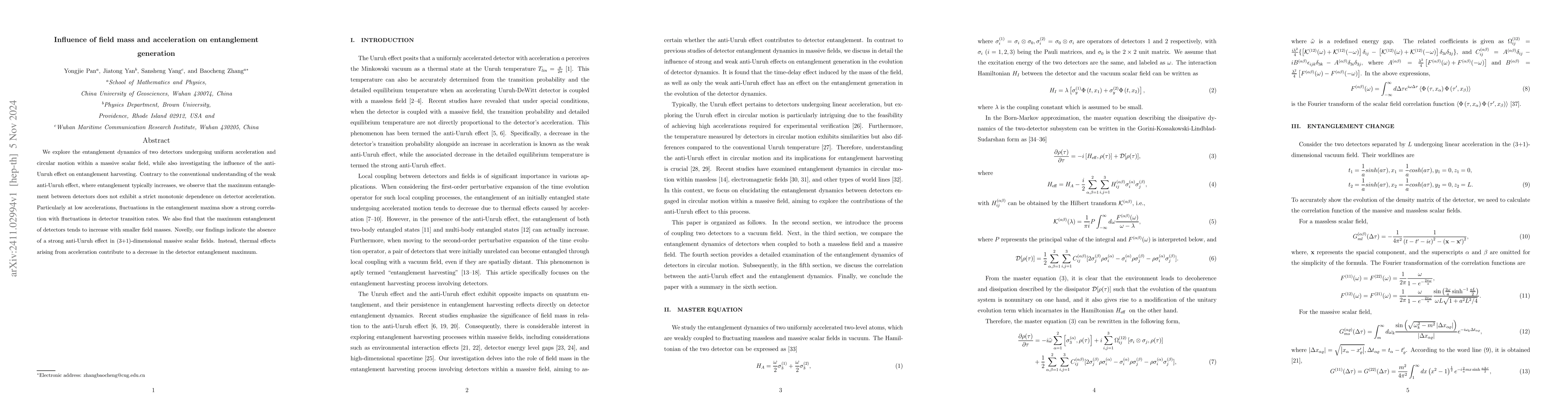 Thumbnail for Influence of field mass and acceleration on entanglement generation