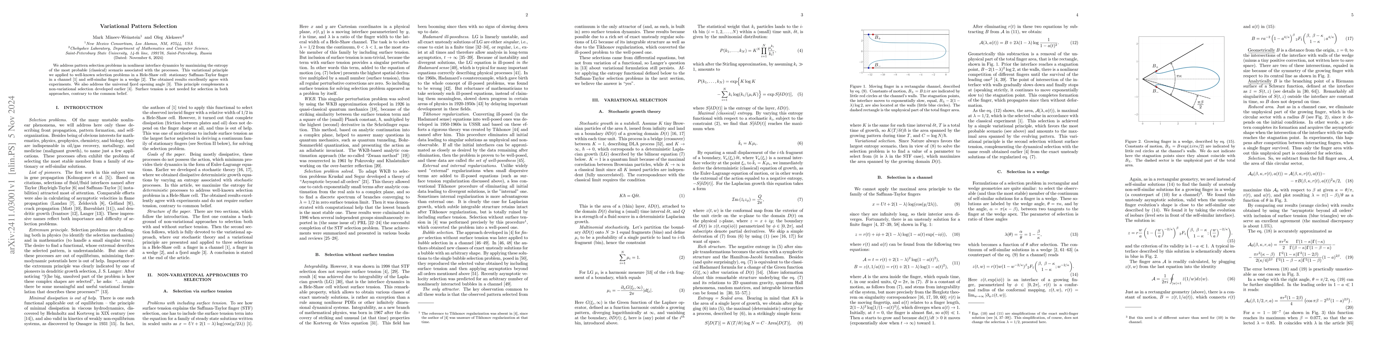 Thumbnail for Variational Pattern Selection