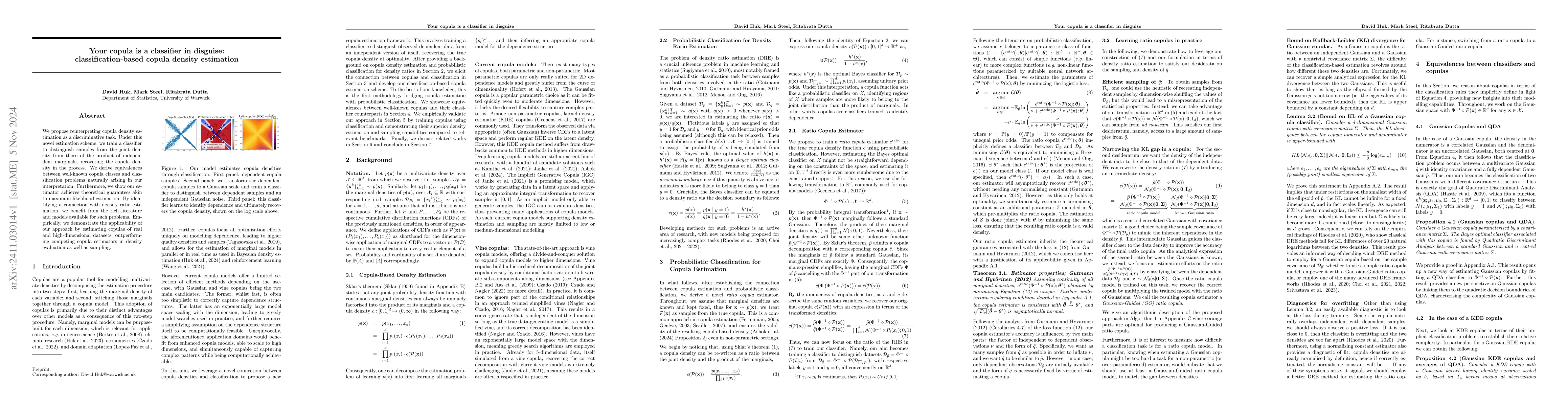Thumbnail for Your copula is a classifier in disguise: classification-based copula
  density estimation