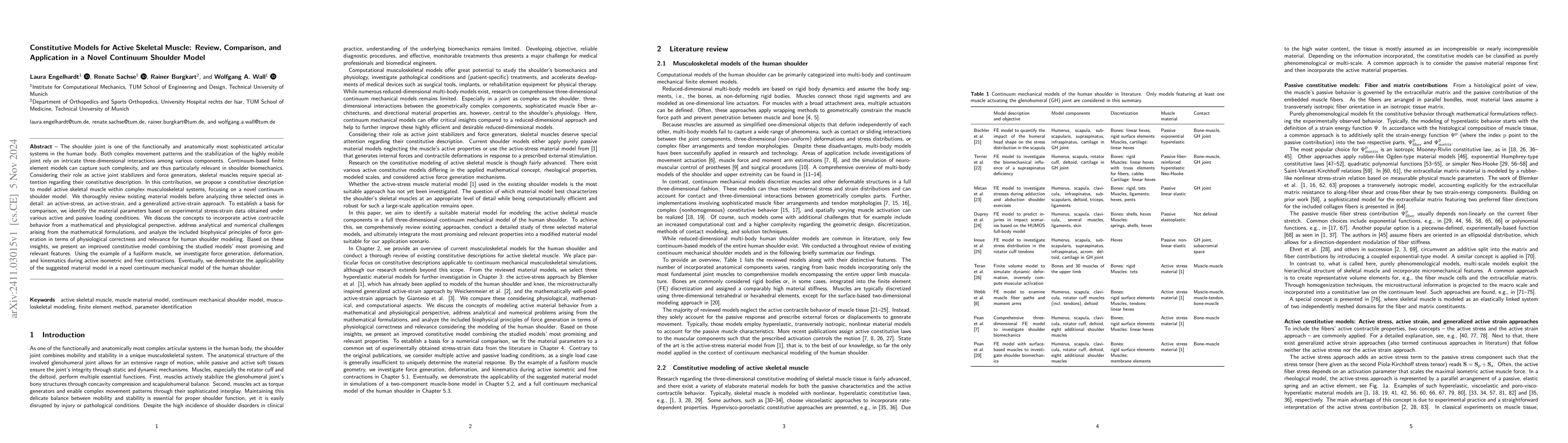 Thumbnail for Constitutive Models for Active Skeletal Muscle: Review, Comparison, and
  Application in a Novel Continuum Shoulder Model