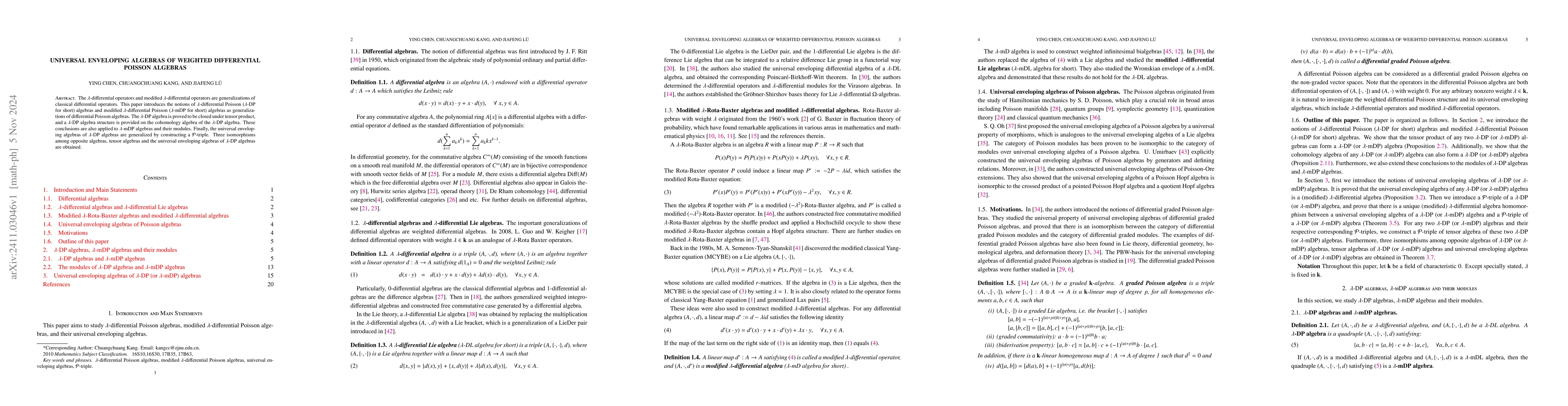 Thumbnail for Universal enveloping algebras of weighted differential Poisson algebras
