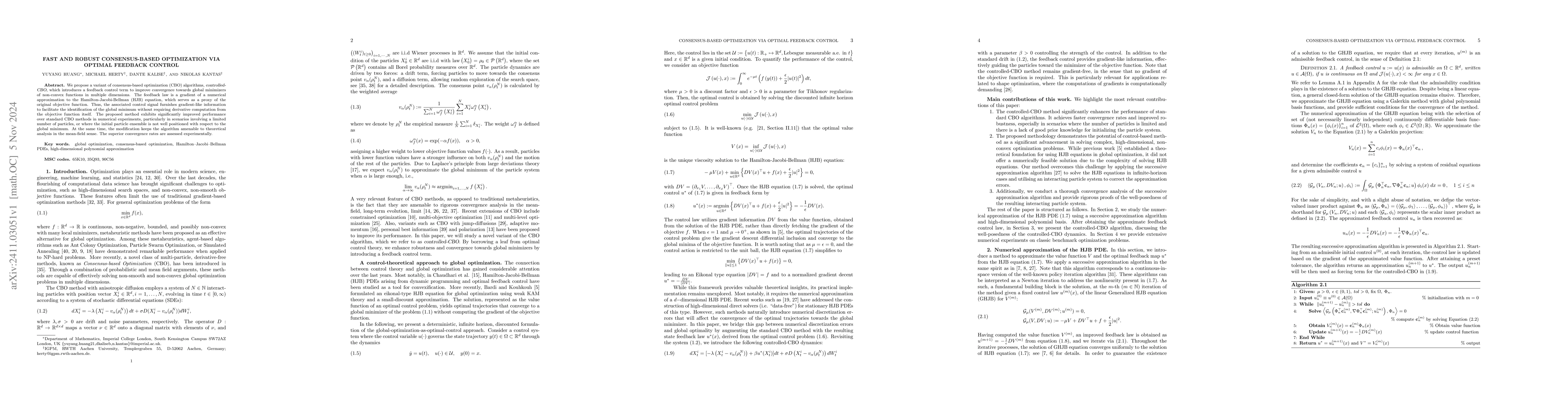 Thumbnail for Fast and robust consensus-based optimization via optimal feedback
  control