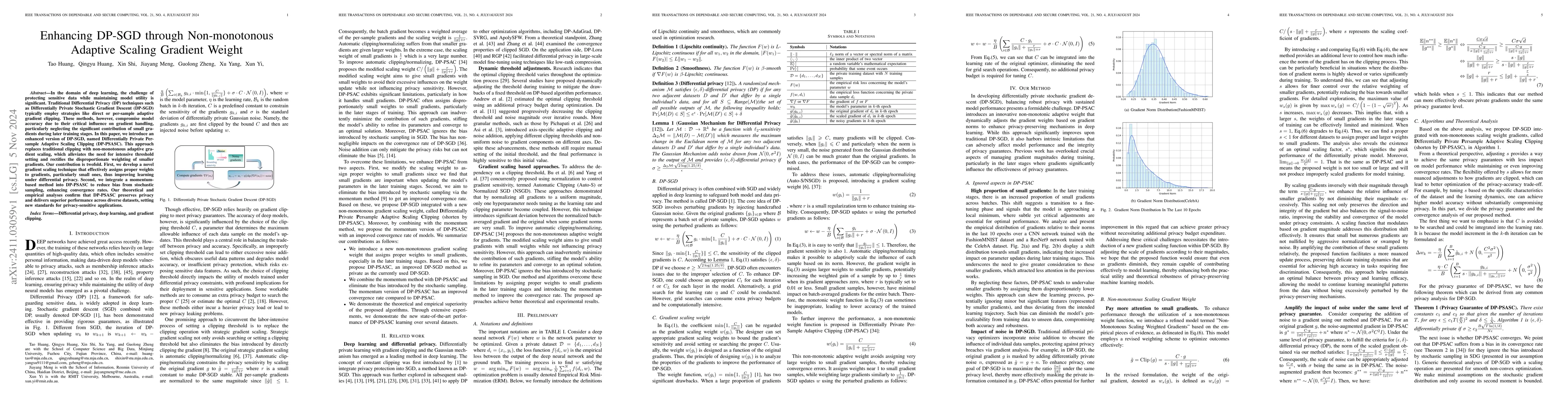 Thumbnail for Enhancing DP-SGD through Non-monotonous Adaptive Scaling Gradient Weight