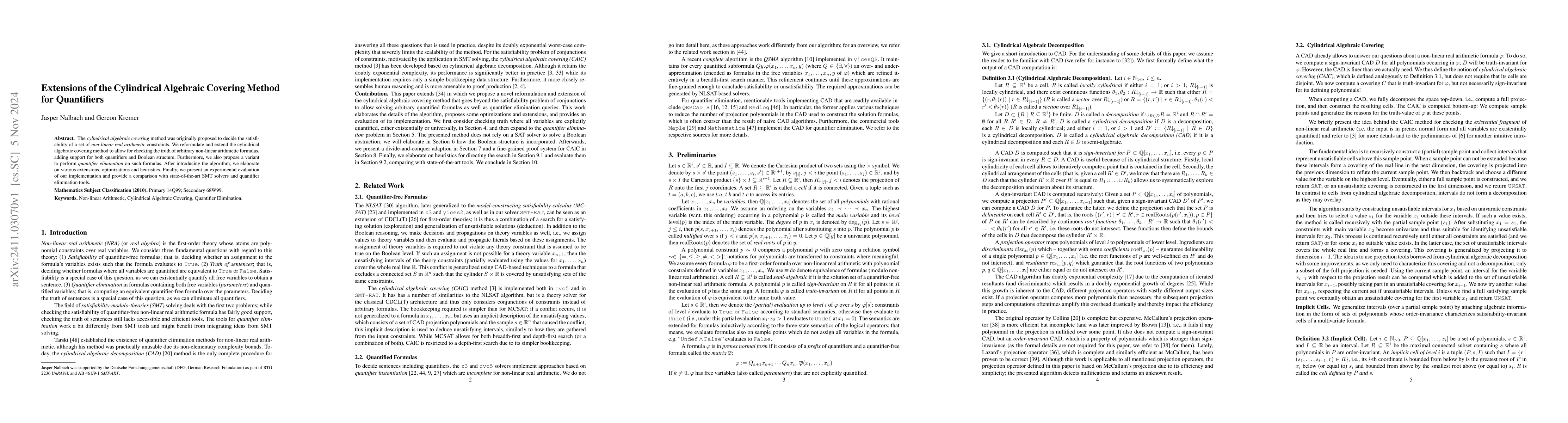 Thumbnail for Extensions of the Cylindrical Algebraic Covering Method for Quantifiers