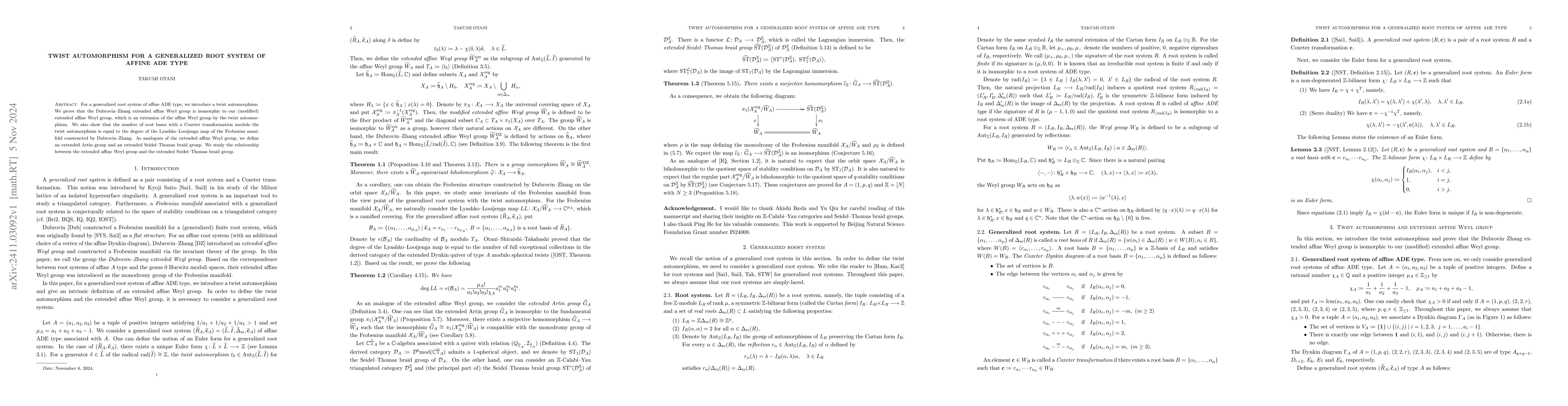 Thumbnail for Twist automorphism for a generalized root system of affine ADE type
