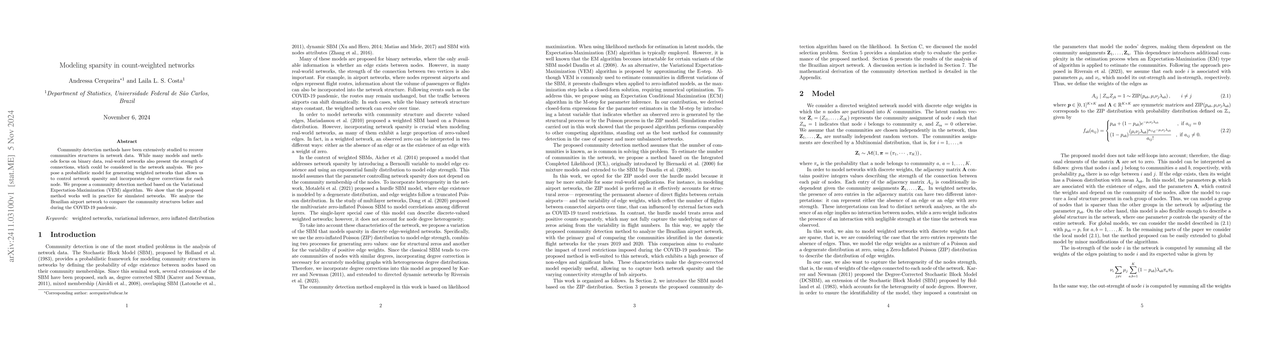 Thumbnail for Modeling sparsity in count-weighted networks