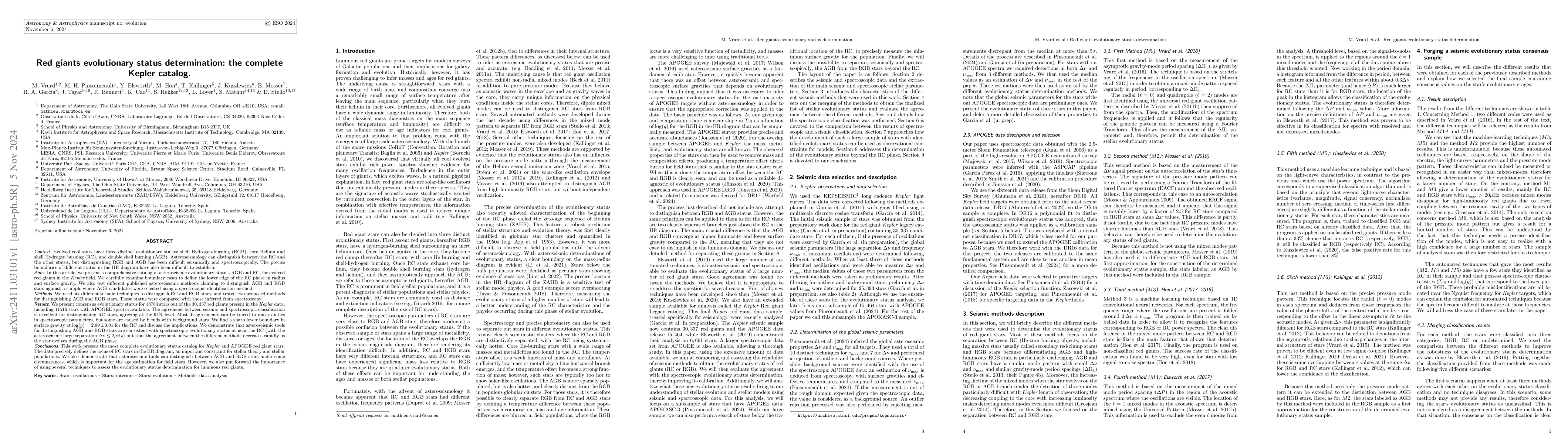 Thumbnail for Red giants evolutionary status determination: the complete Kepler
  catalog