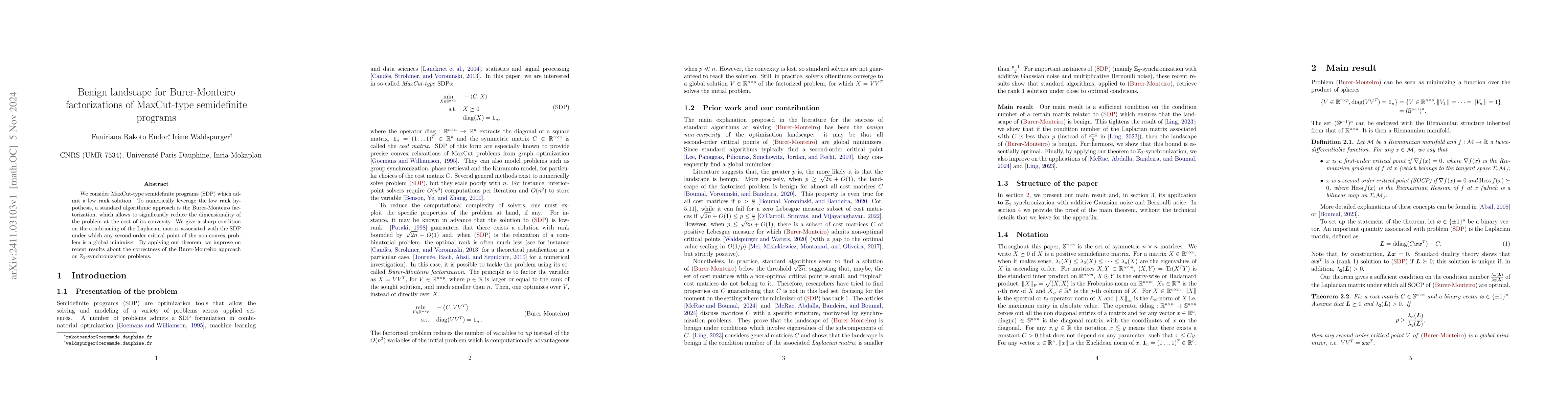 Thumbnail for Benign landscape for Burer-Monteiro factorizations of MaxCut-type
  semidefinite programs