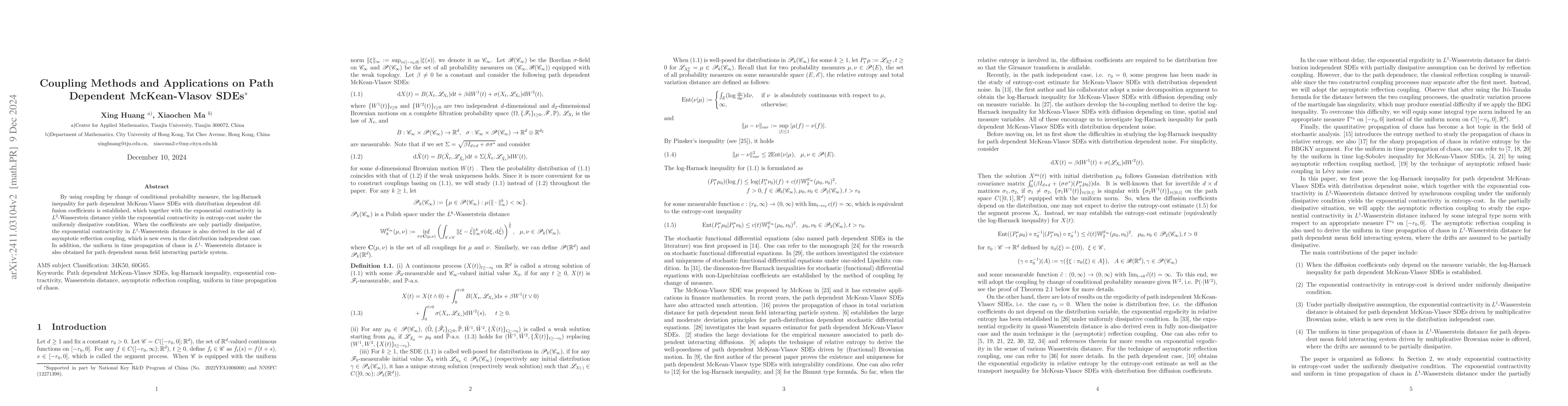 Thumbnail for Coupling Methods and Applications on Path Dependent McKean-Vlasov SDEs