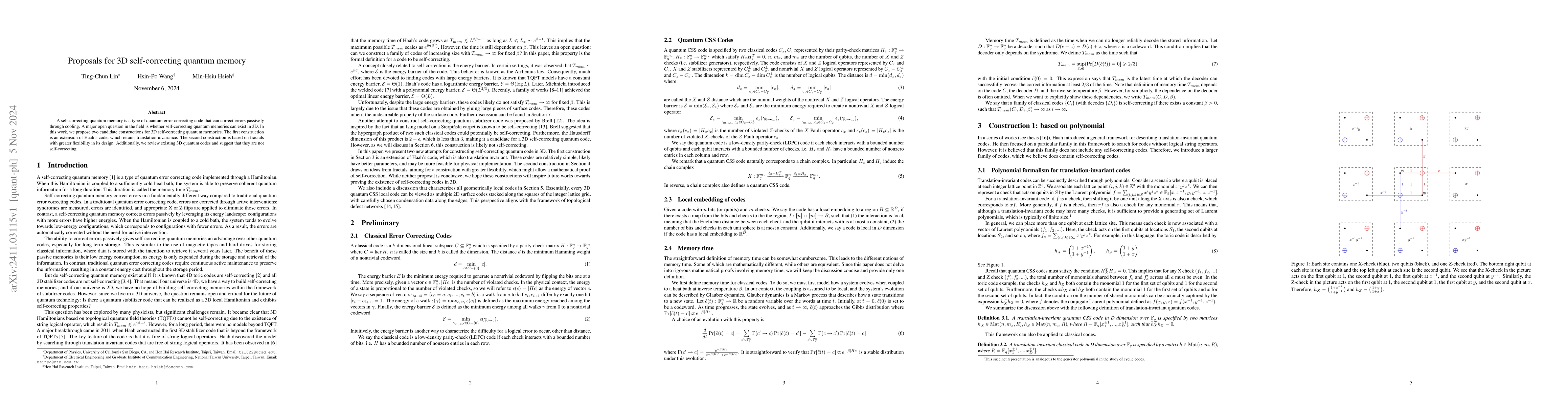 Thumbnail for Proposals for 3D self-correcting quantum memory