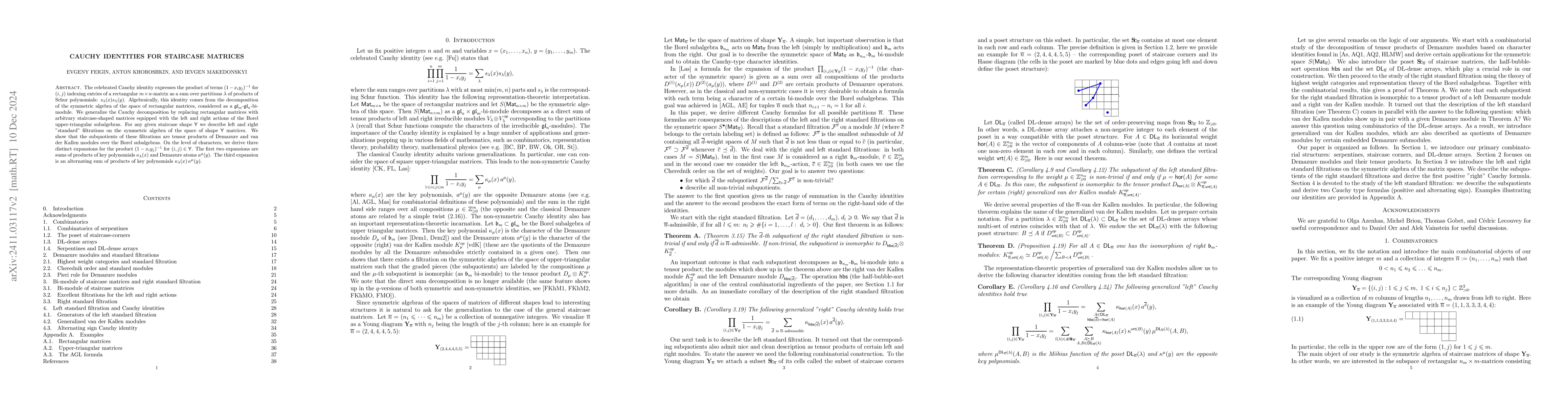 Thumbnail for Cauchy identities for staircase matrices