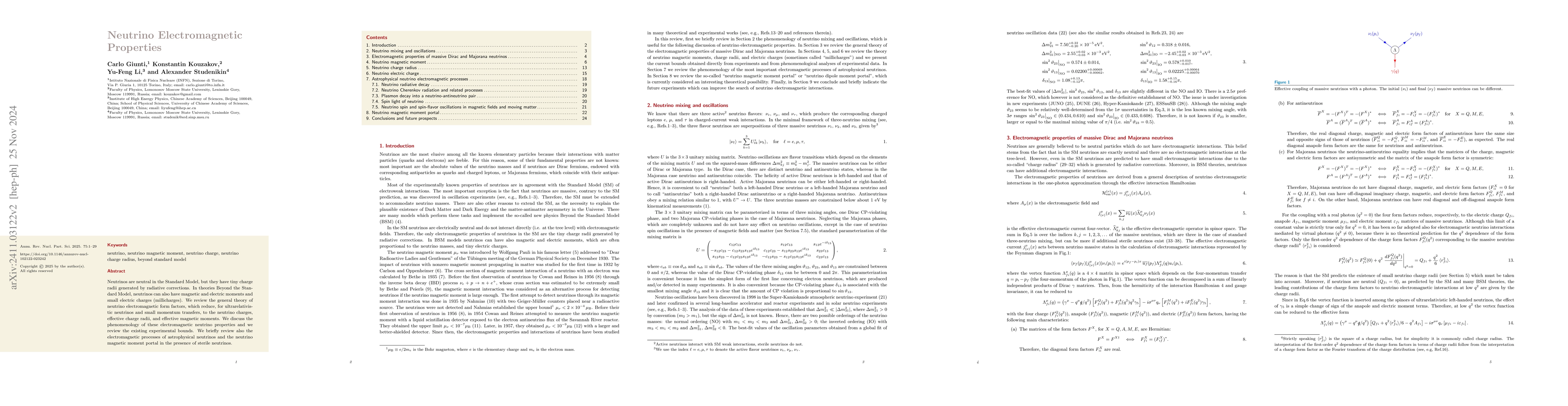 Thumbnail for Neutrino Electromagnetic Properties