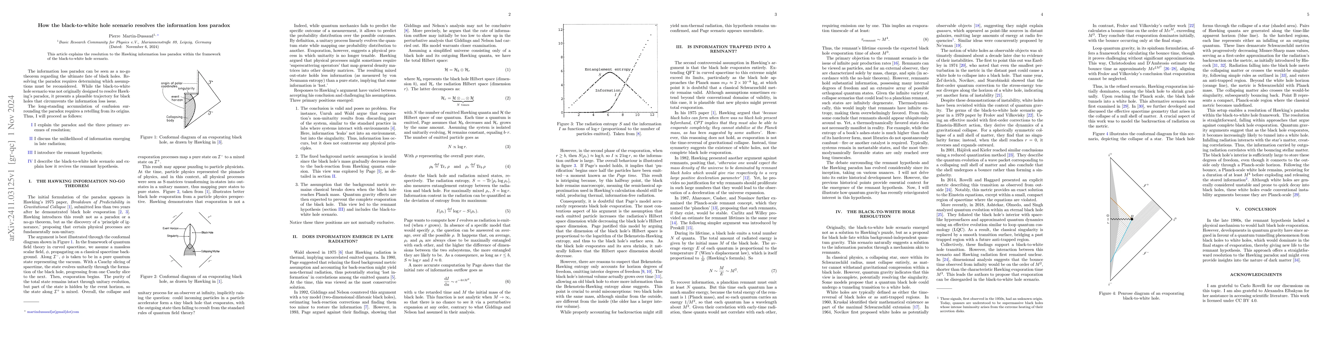 Thumbnail for How the black-to-white hole scenario resolves the information loss
  paradox