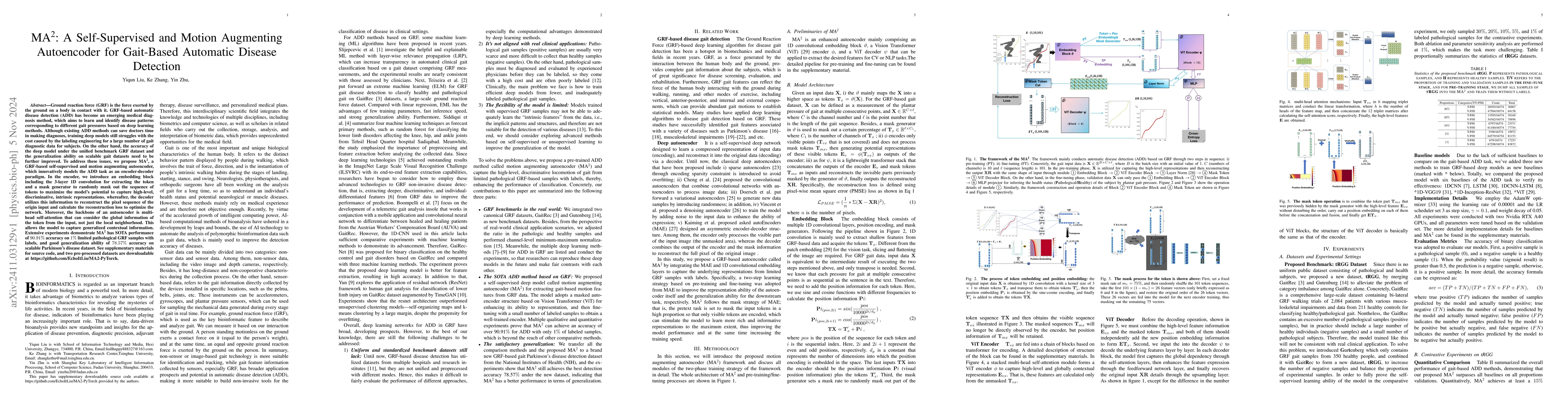 Thumbnail for MA^2: A Self-Supervised and Motion Augmenting Autoencoder for Gait-Based
  Automatic Disease Detection