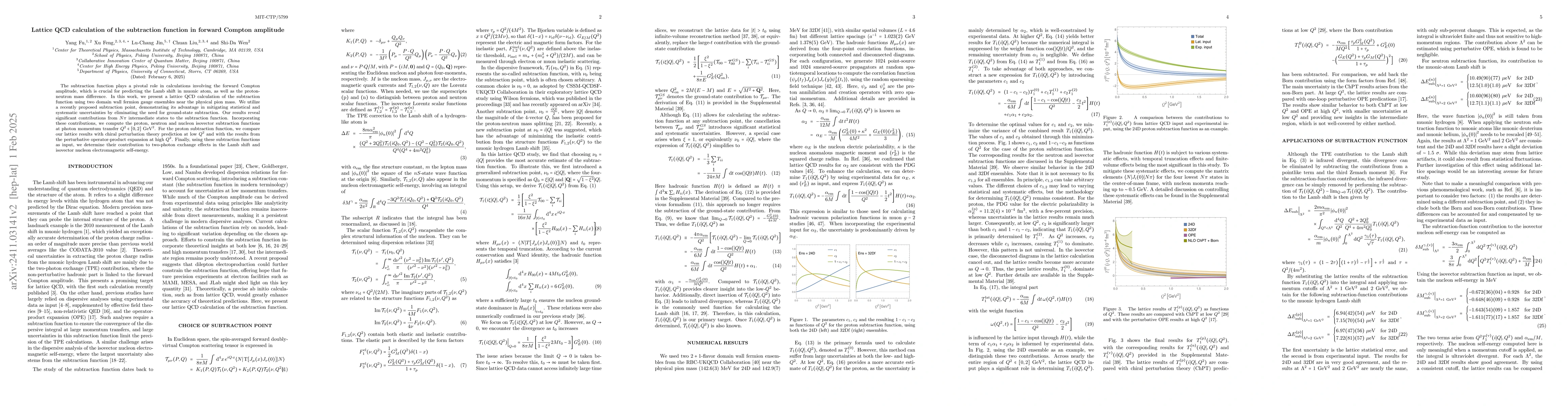 Thumbnail for Lattice QCD calculation of the subtraction function in forward Compton
  amplitude