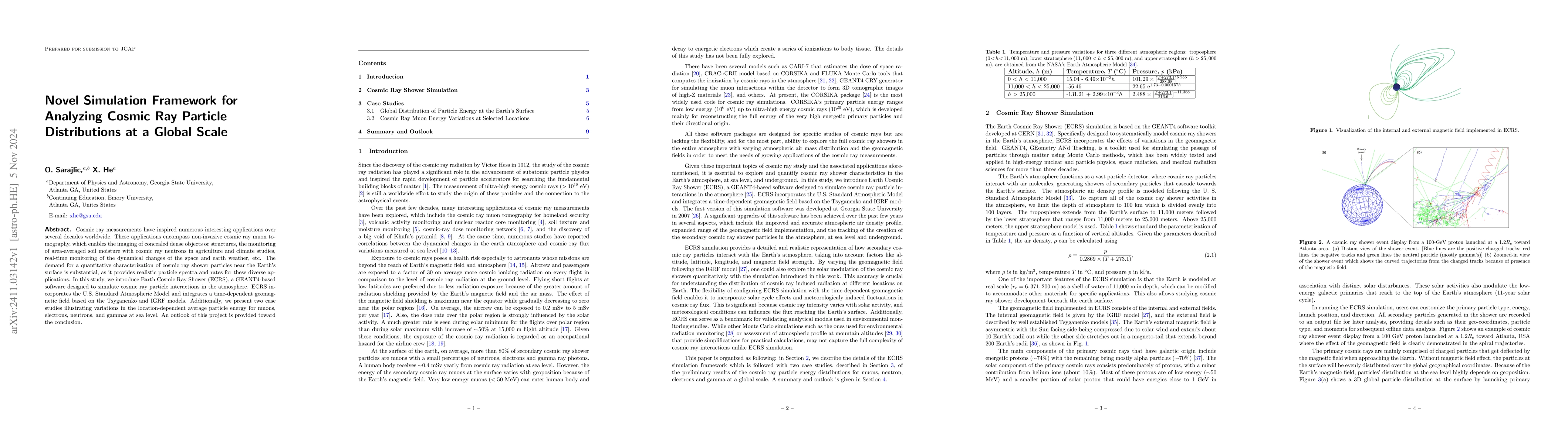 Thumbnail for Novel Simulation Framework for Analyzing Cosmic Ray Particle
  Distributions at a Global Scale