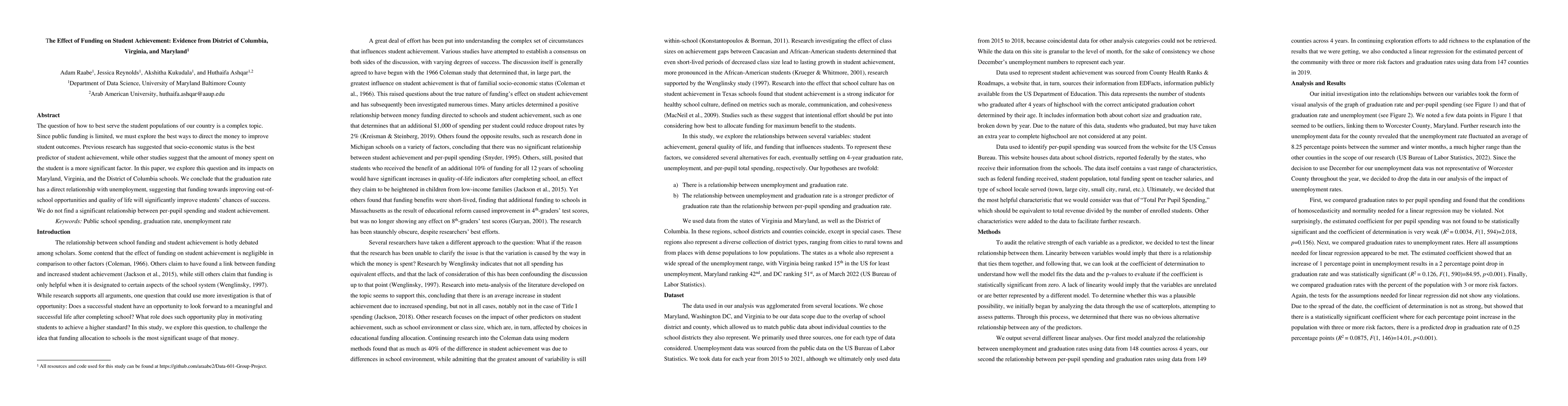 Thumbnail for The Effect of Funding on Student Achievement: Evidence from District of
  Columbia, Virginia, and Maryland