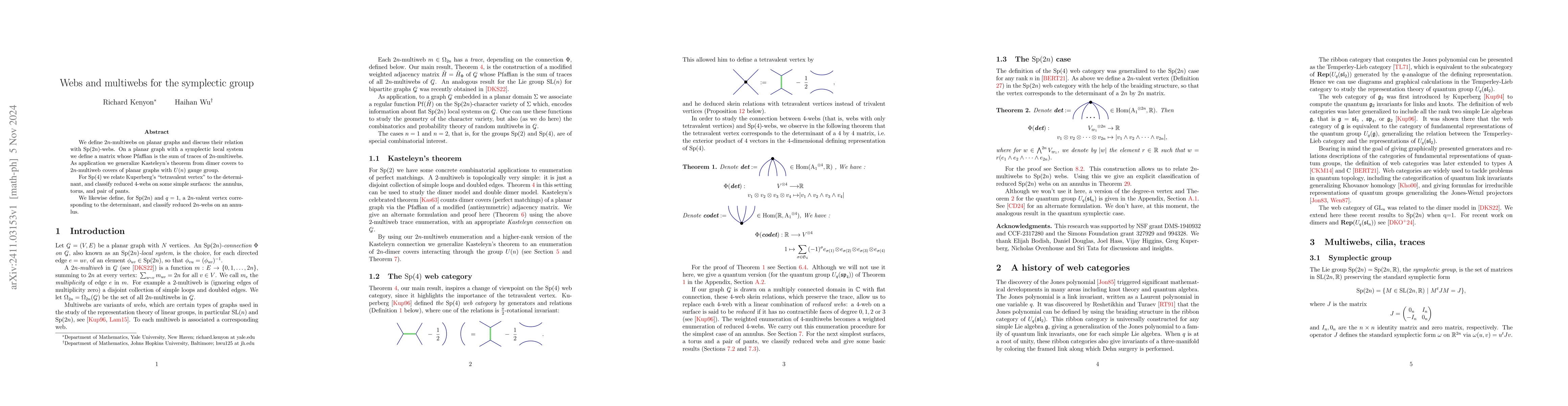 Thumbnail for Webs and multiwebs for the symplectic group