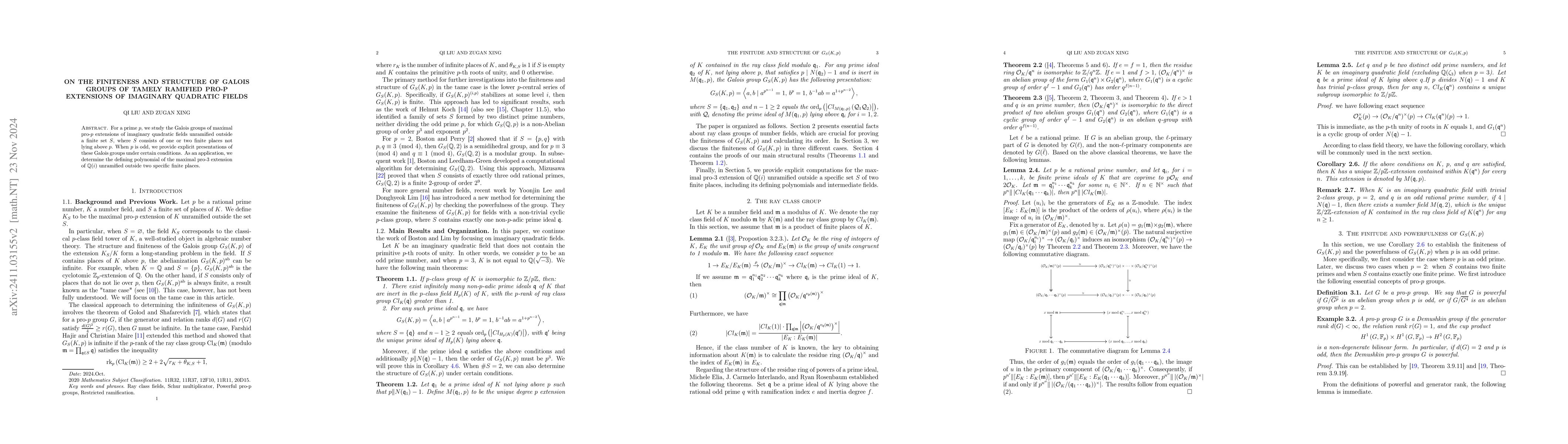 Thumbnail for On the Finiteness and Structure of Galois Groups of Tamely ramified
  pro-p Extensions of Imaginary Quadratic Fields