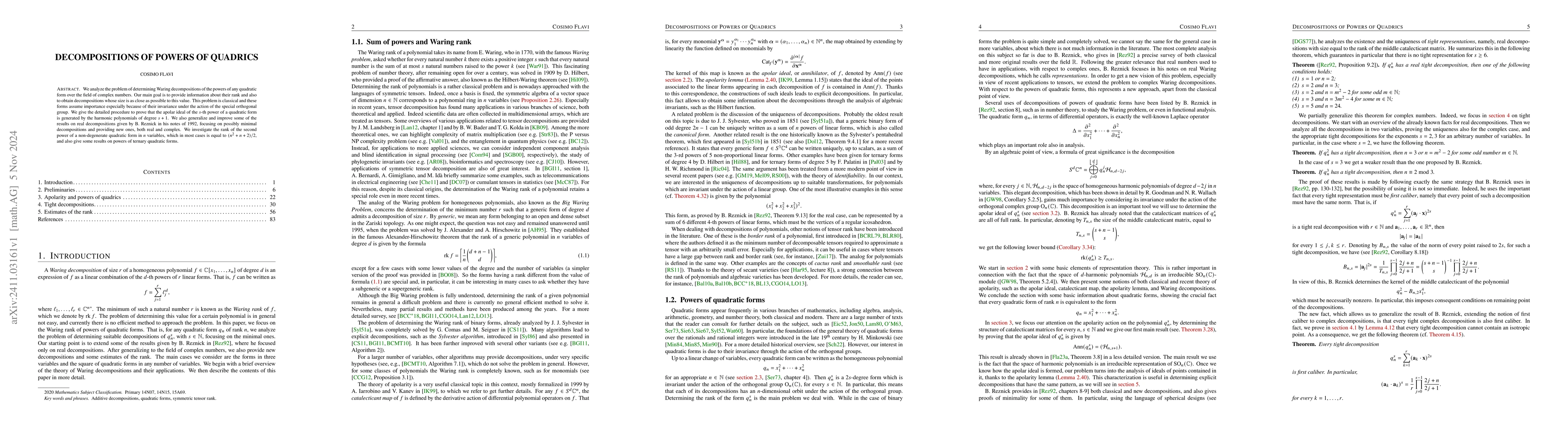 Thumbnail for Decompositions of Powers of Quadrics