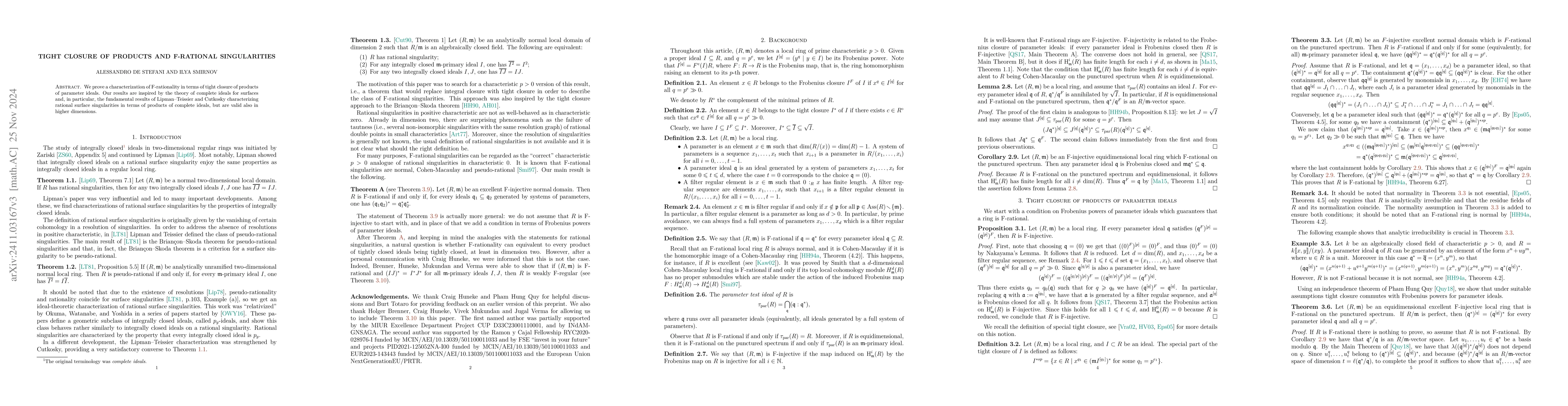 Thumbnail for Tight closure of products and F-rational singularities