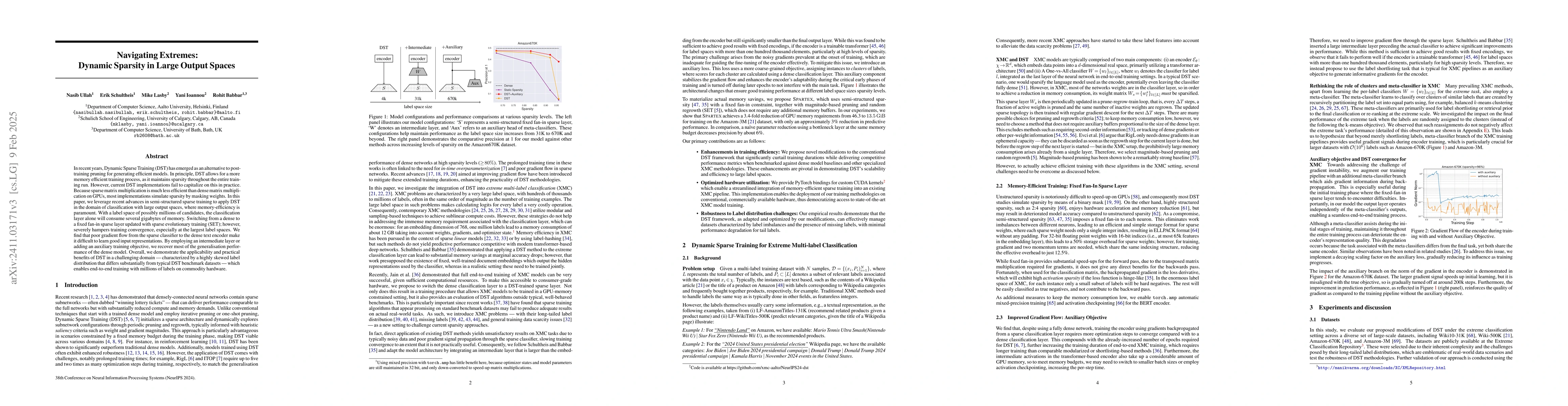 Thumbnail for Navigating Extremes: Dynamic Sparsity in Large Output Space