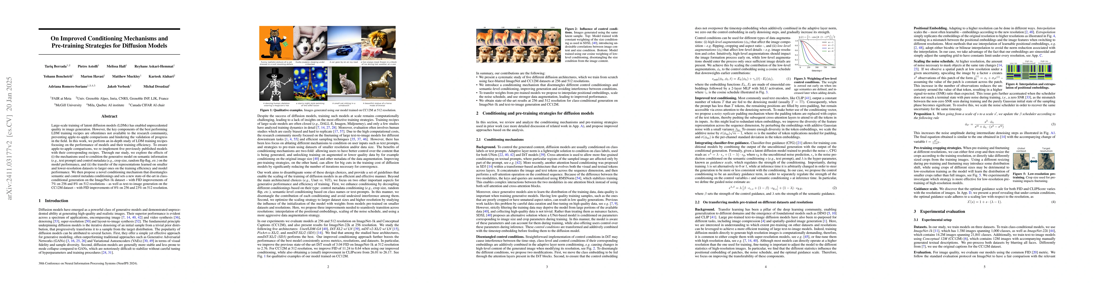 Thumbnail for On Improved Conditioning Mechanisms and Pre-training Strategies for
  Diffusion Models