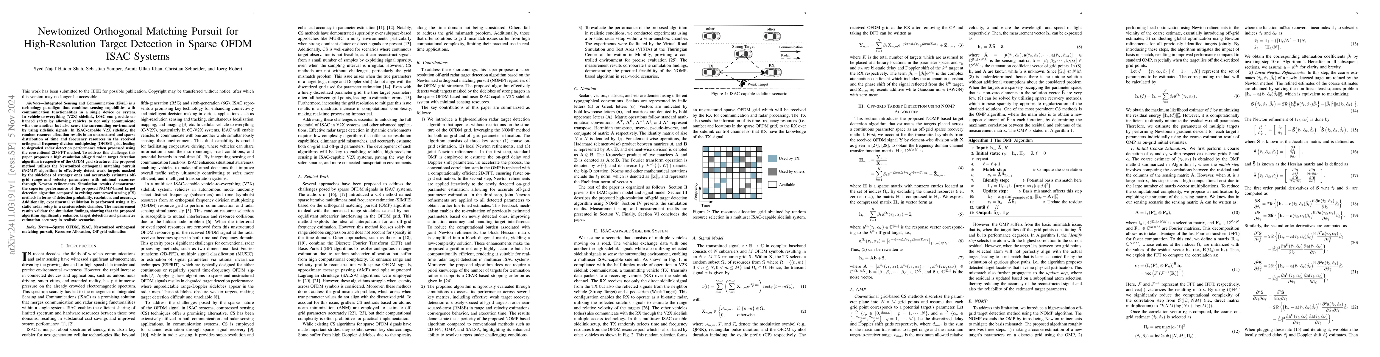 Thumbnail for Newtonized Orthogonal Matching Pursuit for High-Resolution Target
  Detection in Sparse OFDM ISAC Systems