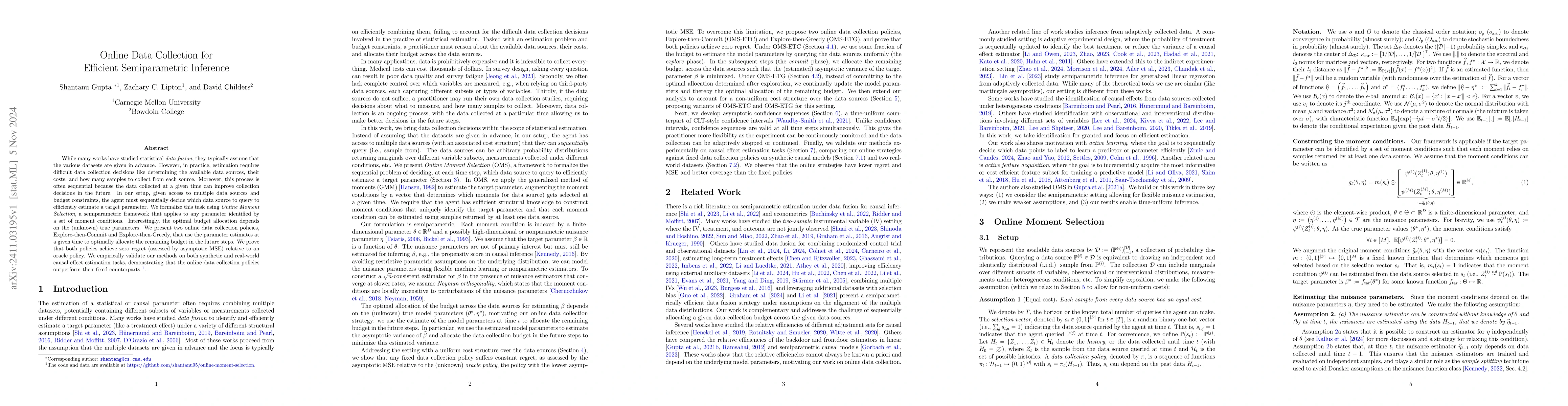 Thumbnail for Online Data Collection for Efficient Semiparametric Inference