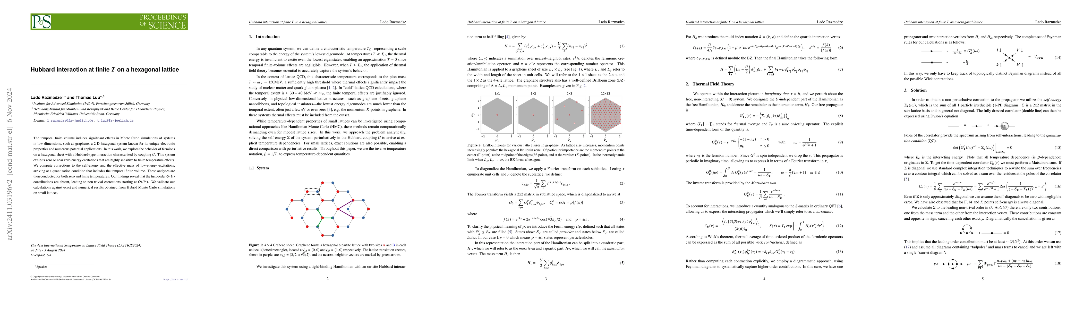 Thumbnail for Hubbard interaction at finite $T$ on a hexagonal lattice
