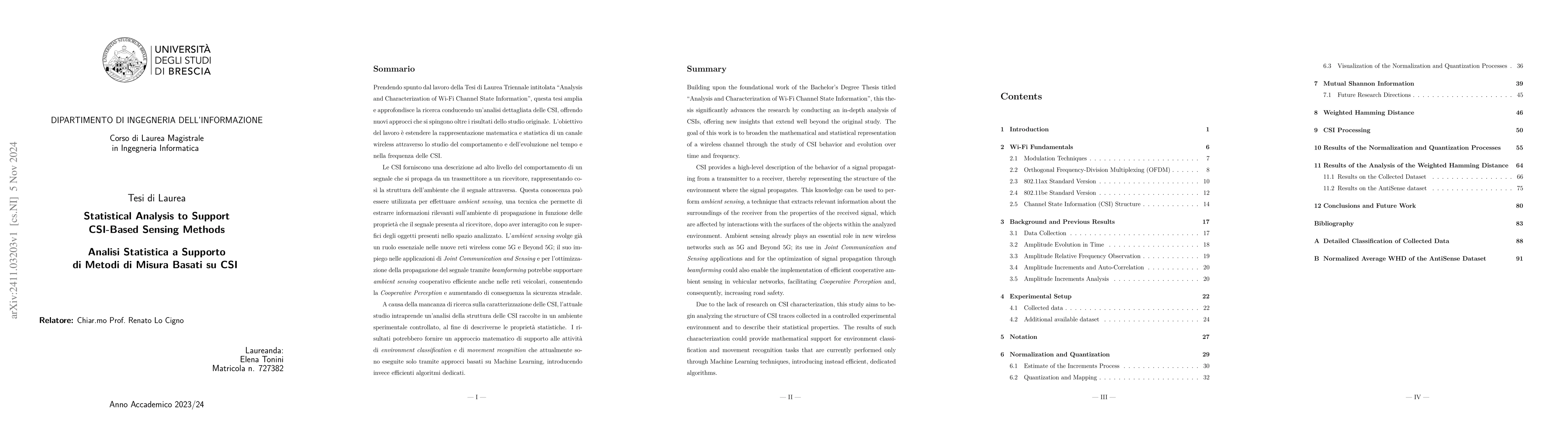 Thumbnail for Statistical Analysis to Support CSI-Based Sensing Methods