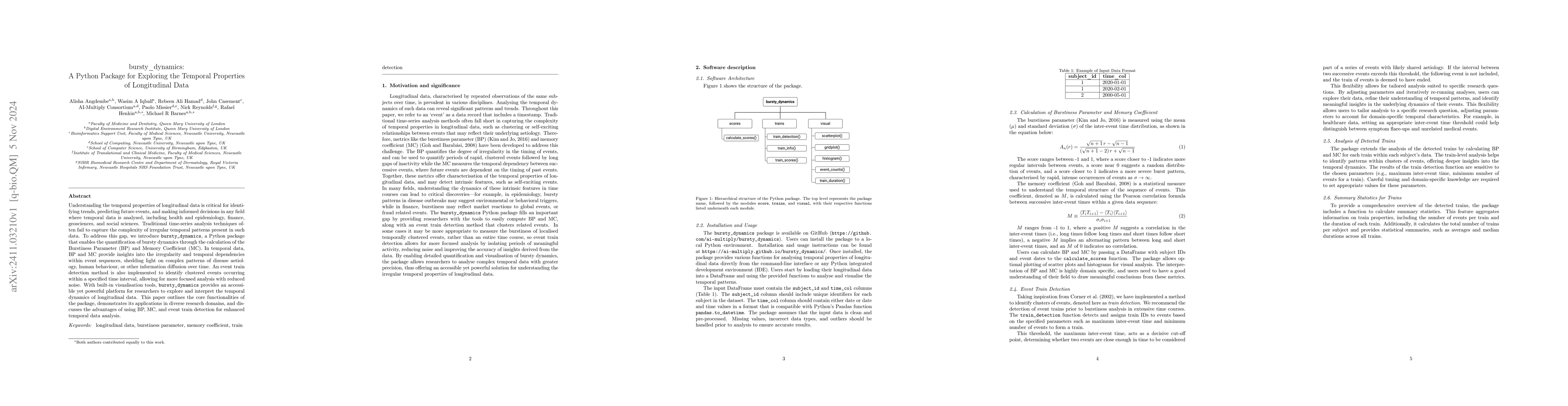 Thumbnail for bursty_dynamics: A Python Package for Exploring the Temporal Properties
  of Longitudinal Data